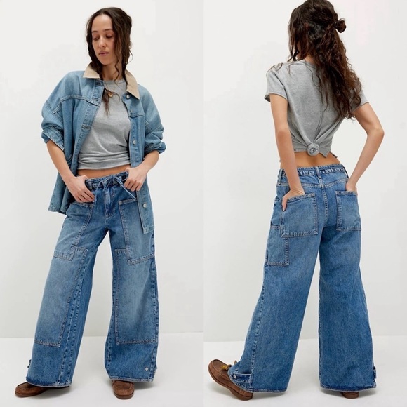 We The Free We The Free Crvy Wide-leg Jeans in Drizzle Blue Size M NWT - Picture 6 of 9